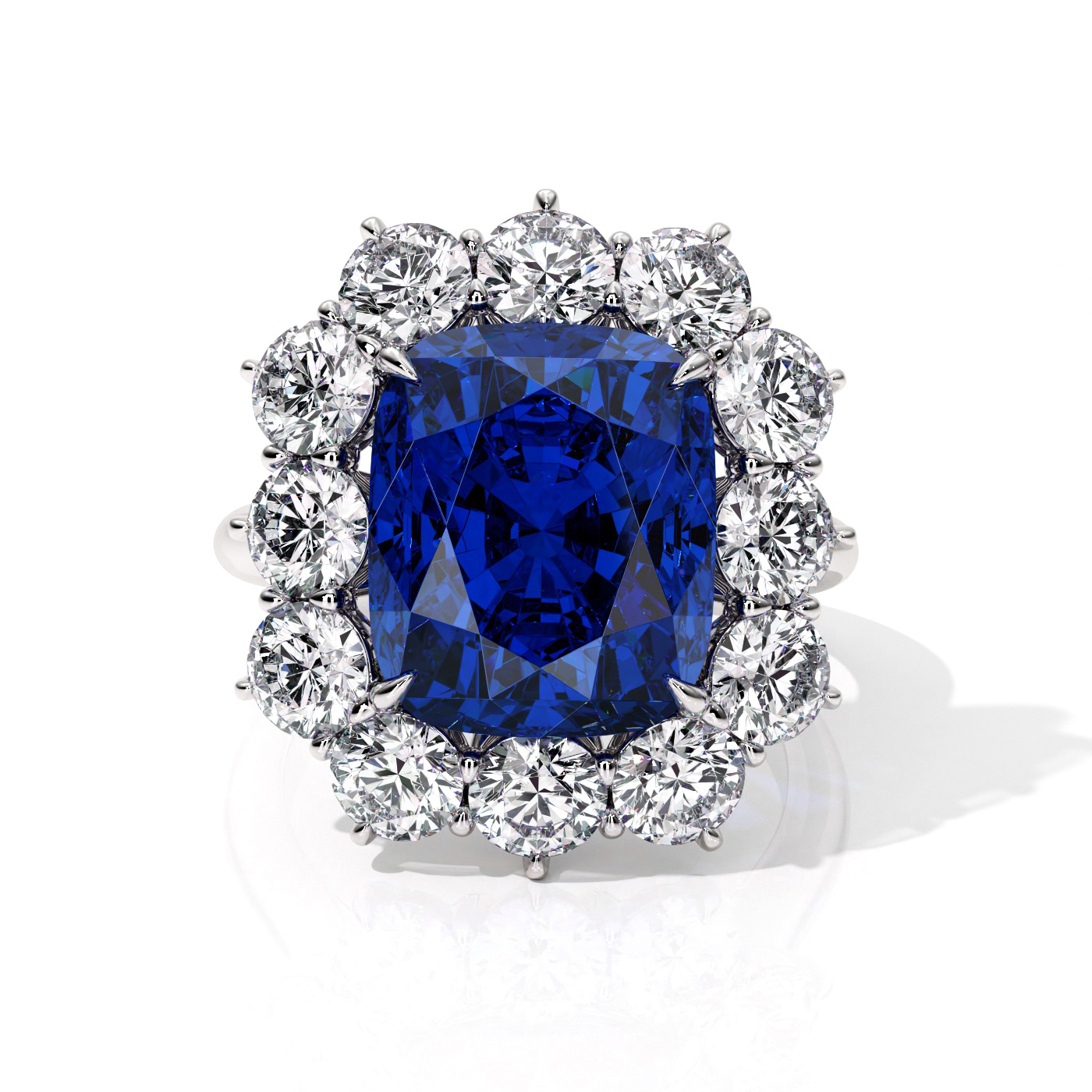 Cushion cut sapphire ring – high jewellery collection